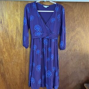 BODEN Purple & Periwinkle Stretchy Knit Floral Dress Sz 6